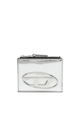 1DR bi-fold zip ii Portafoglio in pelle a doppia piega con logo Oval D