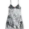 Abito mini in nylon con intarsio e stampa araldica