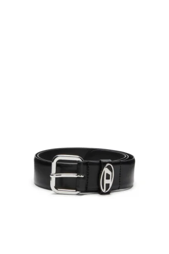 b-1dr cintura in pelle con fibbia ovale a D da 3,9 cm e placca con logo