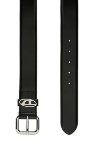 b-1dr cintura in pelle con fibbia ovale a D da 3,9 cm e placca con logo