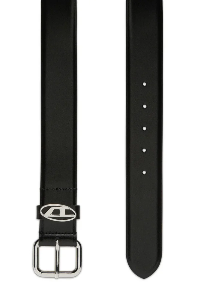 b-1dr cintura in pelle con fibbia ovale a D da 3,9 cm e placca con logo b-1dr cintura in pelle con fibbia ovale a D da 3,9 cm e placca con logo