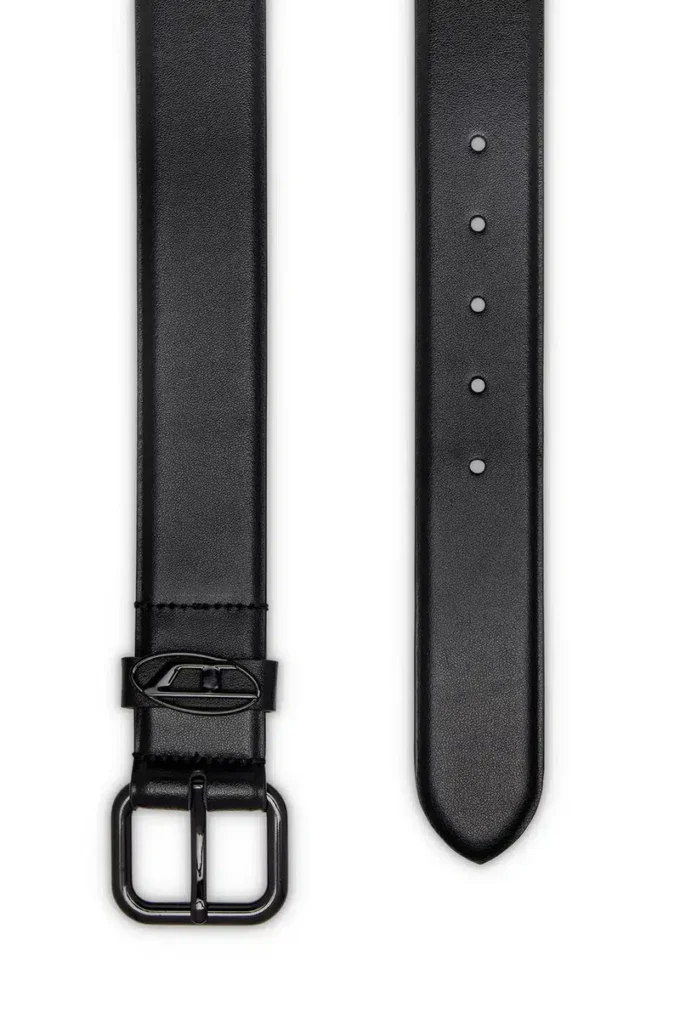 b-1dr cintura in pelle con fibbia ovale a D da 3,9 cm e placca con logo b-1dr cintura in pelle con fibbia ovale a D da 3,9 cm e placca con logo