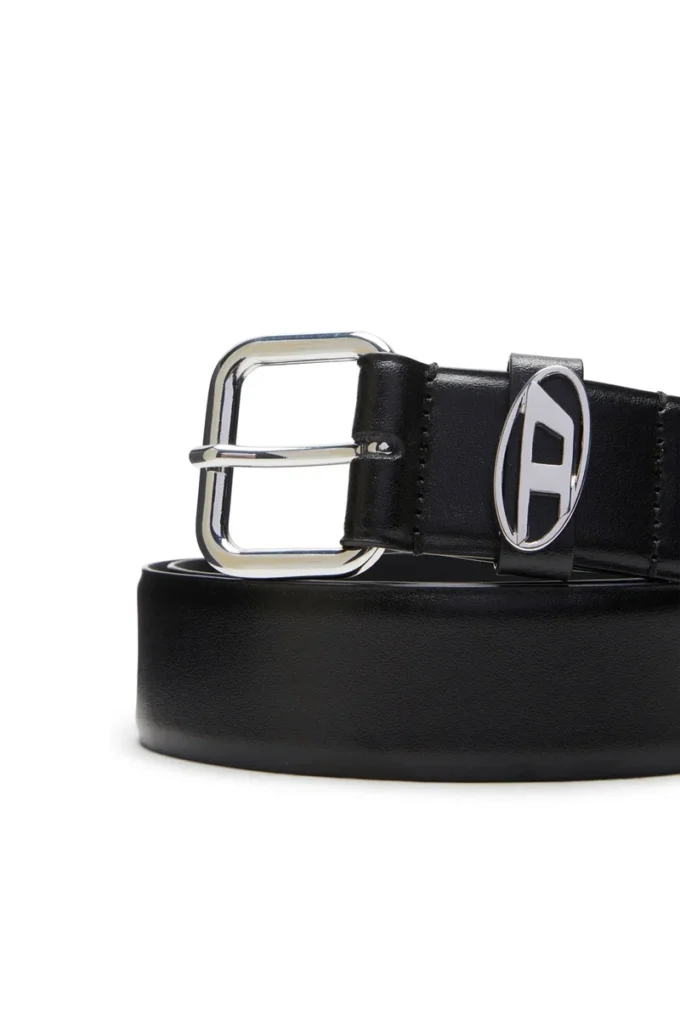 b-1dr cintura in pelle con fibbia ovale a D da 3,9 cm e placca con logo b-1dr cintura in pelle con fibbia ovale a D da 3,9 cm e placca con logo