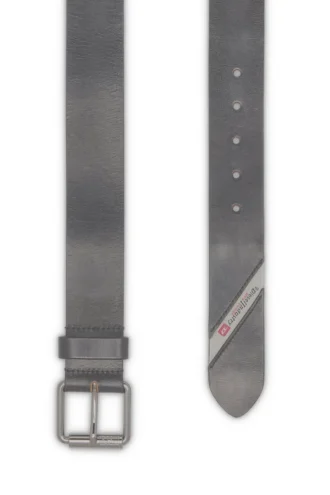 b-flag Cintura in pelle da 4 cm con bandierina con logo sulla quinta tasca