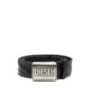 b-metal biscotto Cintura in pelle 4 cm con placca logo