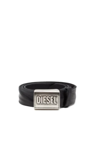 b-metal biscotto Cintura in pelle 4 cm con placca logo