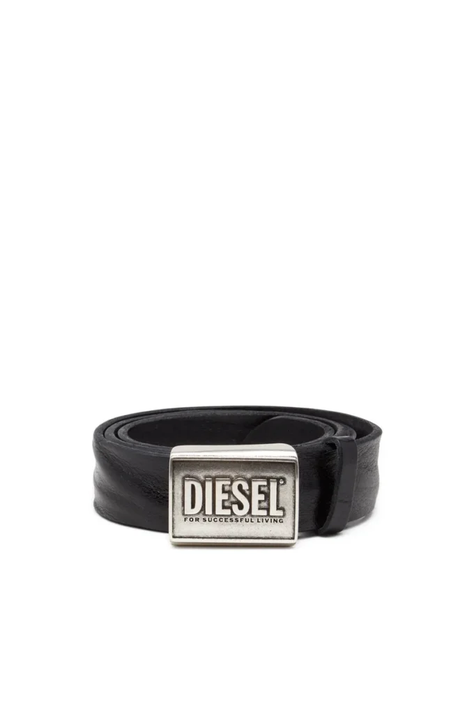 b-metal biscotto Cintura in pelle 4 cm con placca logo