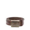 b-metal biscotto Cintura in pelle 4 cm con placca logo