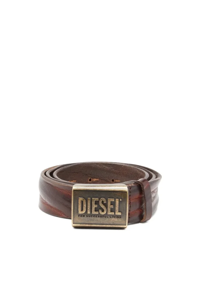 b-metal biscotto Cintura in pelle 4 cm con placca logo