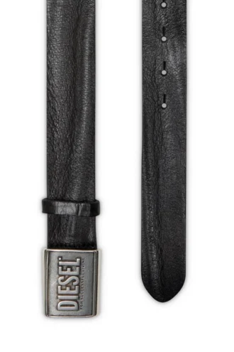 b-metal biscotto Cintura in pelle 4 cm con placca logo