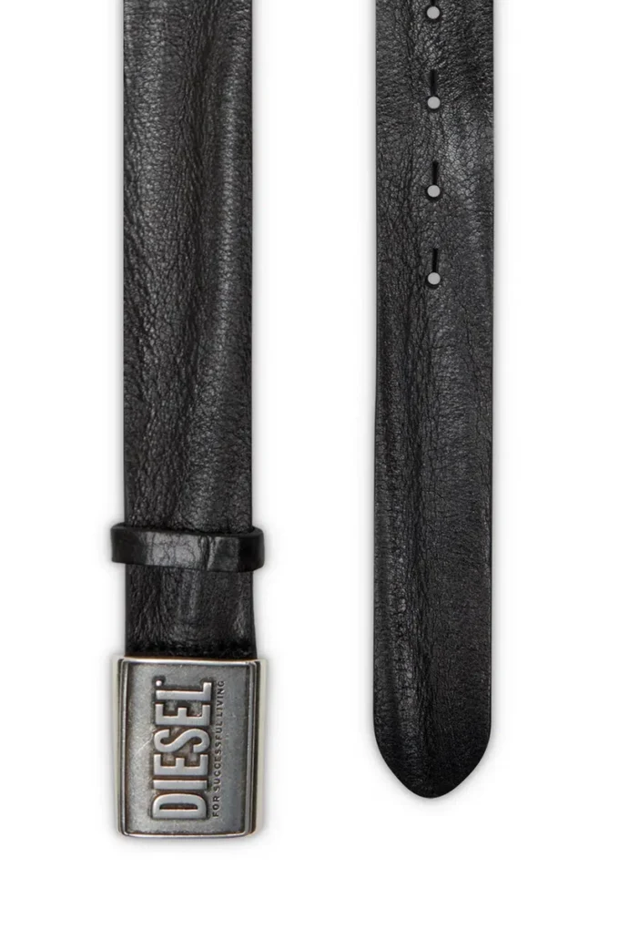 b-metal biscotto Cintura in pelle 4 cm con placca logo