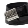 b-metal biscotto Cintura in pelle 4 cm con placca logo