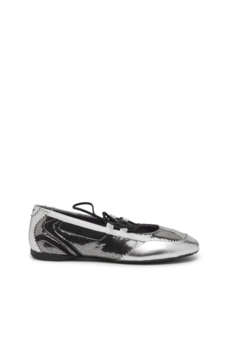 ballerine stringate d-mile con lacci D-Mile-Ballerine stringate metallizzate