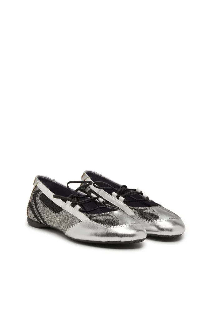 ballerine stringate d-mile con lacci D-Mile-Ballerine stringate metallizzate ballerine stringate d-mile con lacci D-Mile-Ballerine stringate metallizzate