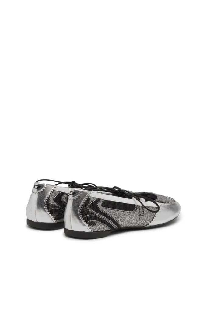 ballerine stringate d-mile con lacci D-Mile-Ballerine stringate metallizzate ballerine stringate d-mile con lacci D-Mile-Ballerine stringate metallizzate