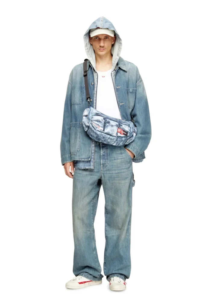Borsa a tracolla Diesel Borsa multipocket in denim trompe l’oeil Borsa a tracolla Diesel Borsa multipocket in denim trompe l’oeil