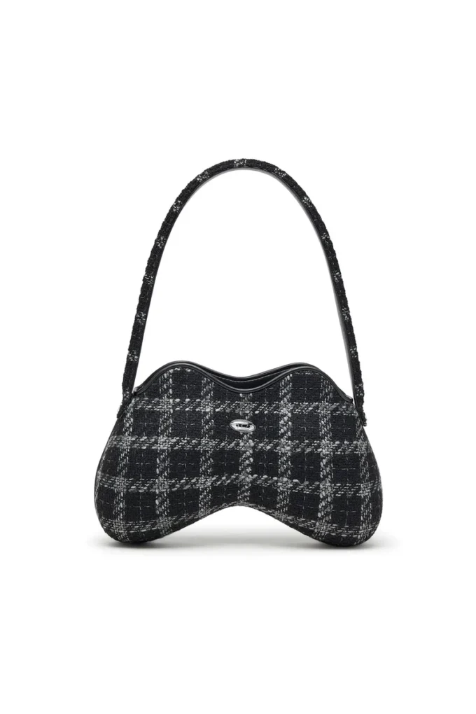 Borsa a tracolla Double-D con motivo pied-de-poule Borsa a tracolla Double-D con motivo pied-de-poule