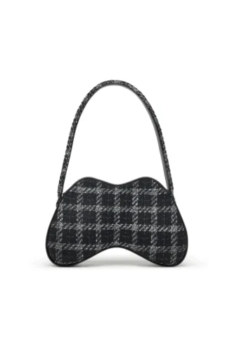 Borsa a tracolla Double-D con motivo pied-de-poule