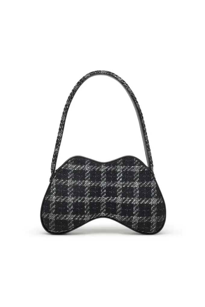 Borsa a tracolla Double-D con motivo pied-de-poule Borsa a tracolla Double-D con motivo pied-de-poule
