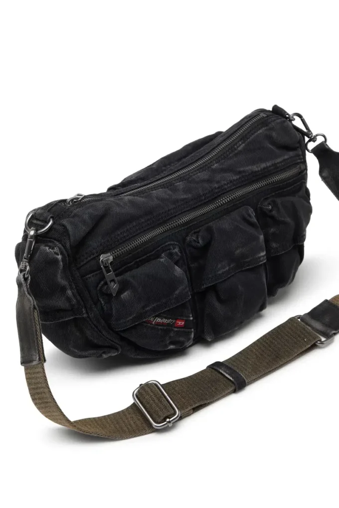 Borsa a tracolla multi-pkts x Borsa Multi-Pkts-Multipocket in denim lavato
