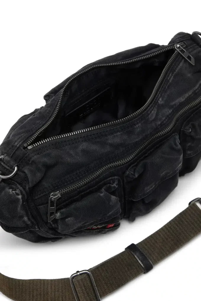Borsa a tracolla multi-pkts x Borsa Multi-Pkts-Multipocket in denim lavato