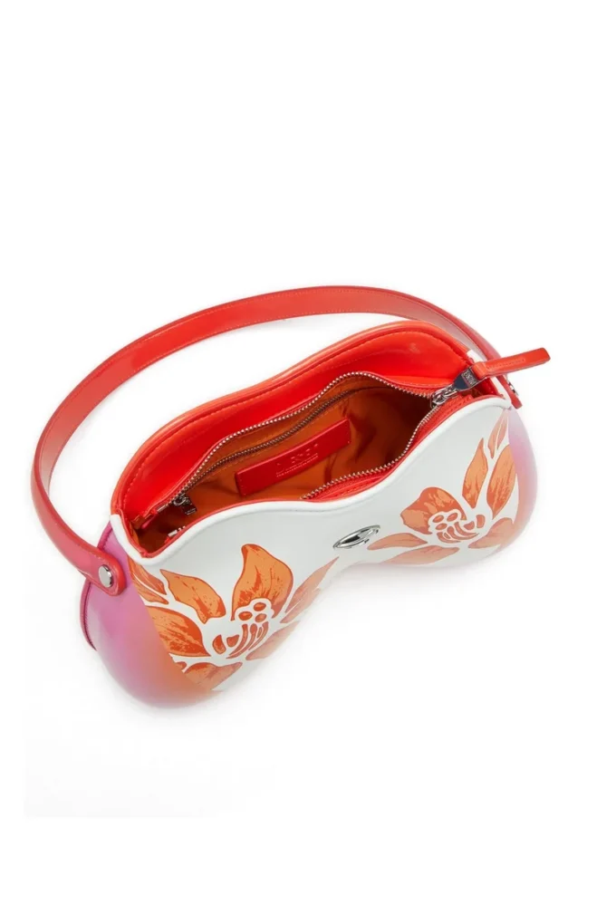 Borsa coconut bl_m Borsa a tracolla Double-D-Glossy con stampa loto Borsa coconut bl_m Borsa a tracolla Double-D-Glossy con stampa loto