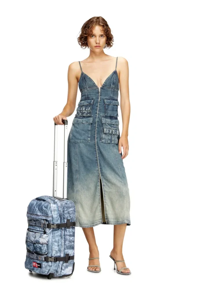 Borsa da cabina Diesel Transit’r in denim trompe l’oeil