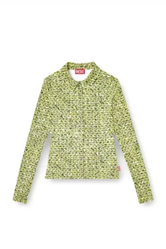 c-elaz-bc Camicia in tessuto elasticizzato con stampa bouclé