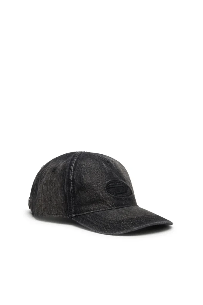 c-enic Cappellino in denim con dettagli sfrangiati e logo ricamato c-enic Cappellino in denim con dettagli sfrangiati e logo ricamato