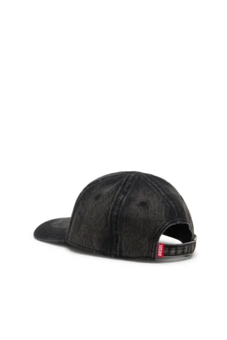 c-enic Cappellino in denim con dettagli sfrangiati e logo ricamato