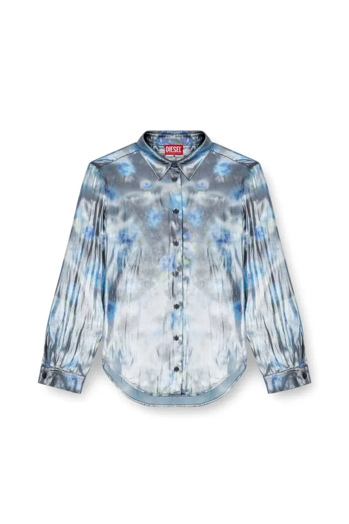c-ronor-s2 Camicia metallizzata con stampa di rose sfocate c-ronor-s2 Camicia metallizzata con stampa di rose sfocate
