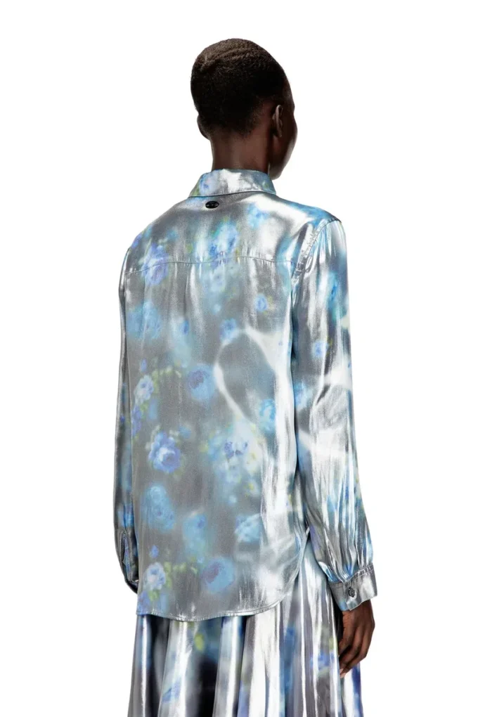c-ronor-s2 Camicia metallizzata con stampa di rose sfocate c-ronor-s2 Camicia metallizzata con stampa di rose sfocate