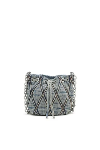 charm-d bucket s Borsa a secchiello Charm-D S-Mini in denim trapuntato argyle