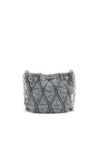 charm-d bucket s Borsa a secchiello Charm-D S-Mini in denim trapuntato argyle