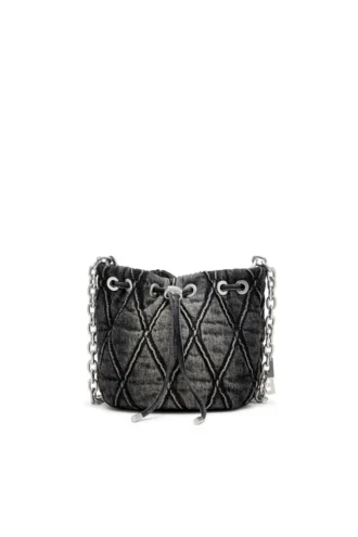 charm-d bucket s Borsa a secchiello Charm-D S-Mini in denim trapuntato trattato