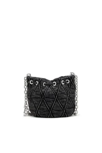 charm-d bucket s Borsa a secchiello Charm-D S-Mini in denim trapuntato trattato