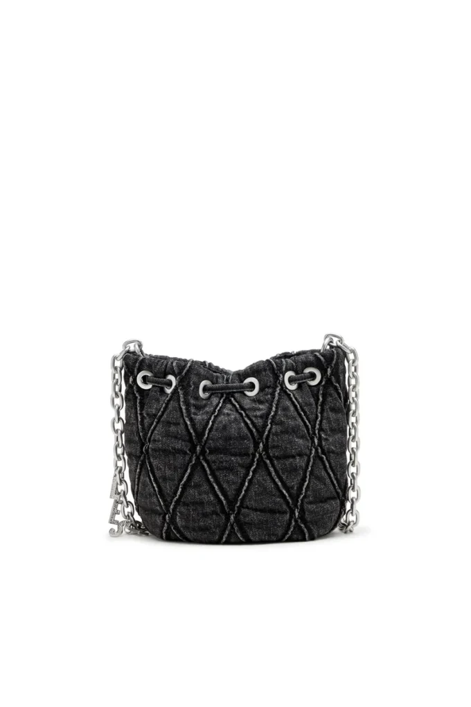 charm-d bucket s Borsa a secchiello Charm-D S-Mini in denim trapuntato trattato