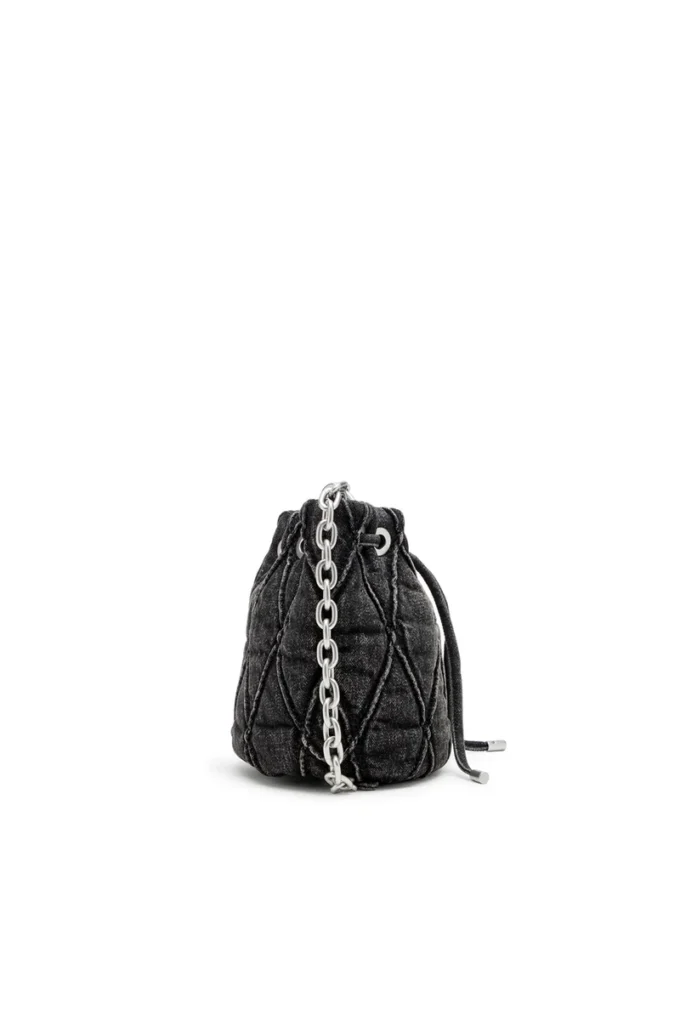 charm-d bucket s Borsa a secchiello Charm-D S-Mini in denim trapuntato trattato