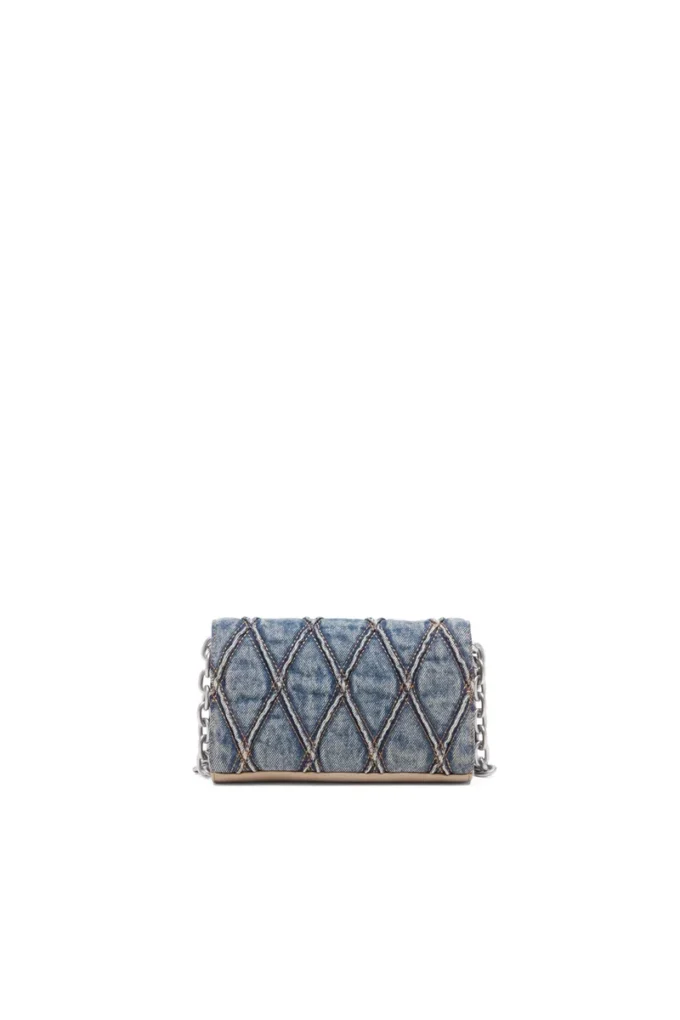 Charm-D cinturino per portafoglio Portafoglio in denim trapuntato argyle Charm-D cinturino per portafoglio Portafoglio in denim trapuntato argyle