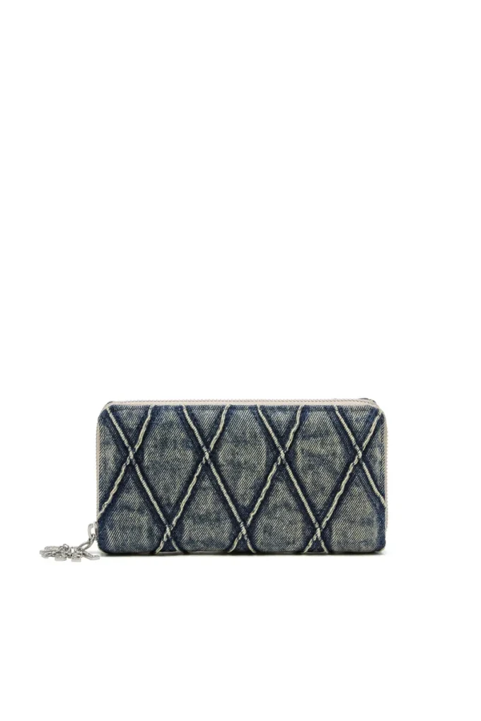 Charm-D continental zip l Portafoglio con zip in denim trapuntato Argyle Charm-D continental zip l Portafoglio con zip in denim trapuntato Argyle