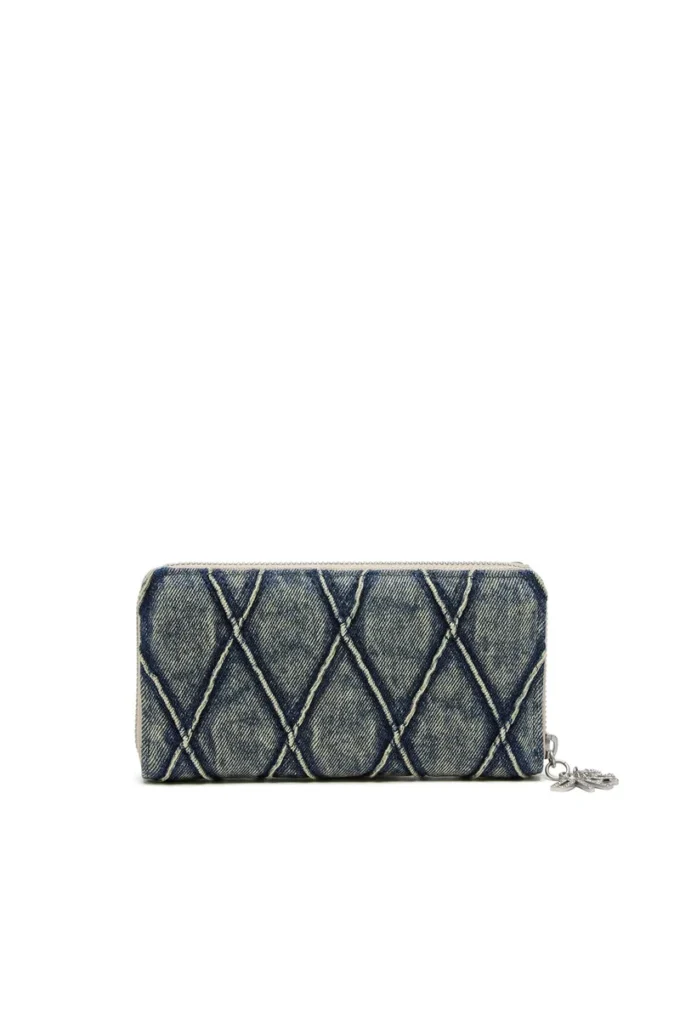Charm-D continental zip l Portafoglio con zip in denim trapuntato Argyle Charm-D continental zip l Portafoglio con zip in denim trapuntato Argyle