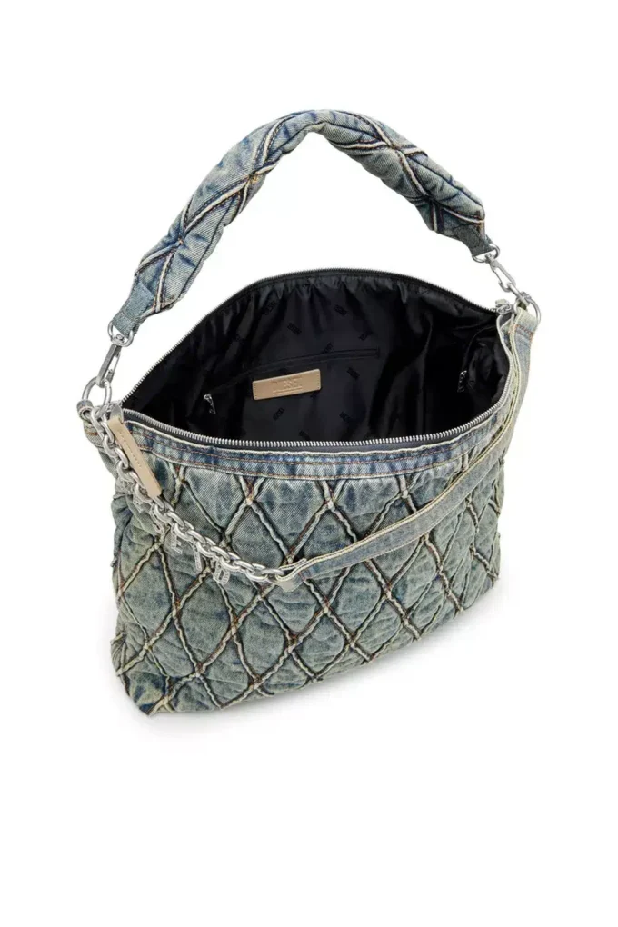 charm-d hobo Borsa hobo Charm-D-Large in denim trapuntato con motivo argyle charm-d hobo Borsa hobo Charm-D-Large in denim trapuntato con motivo argyle