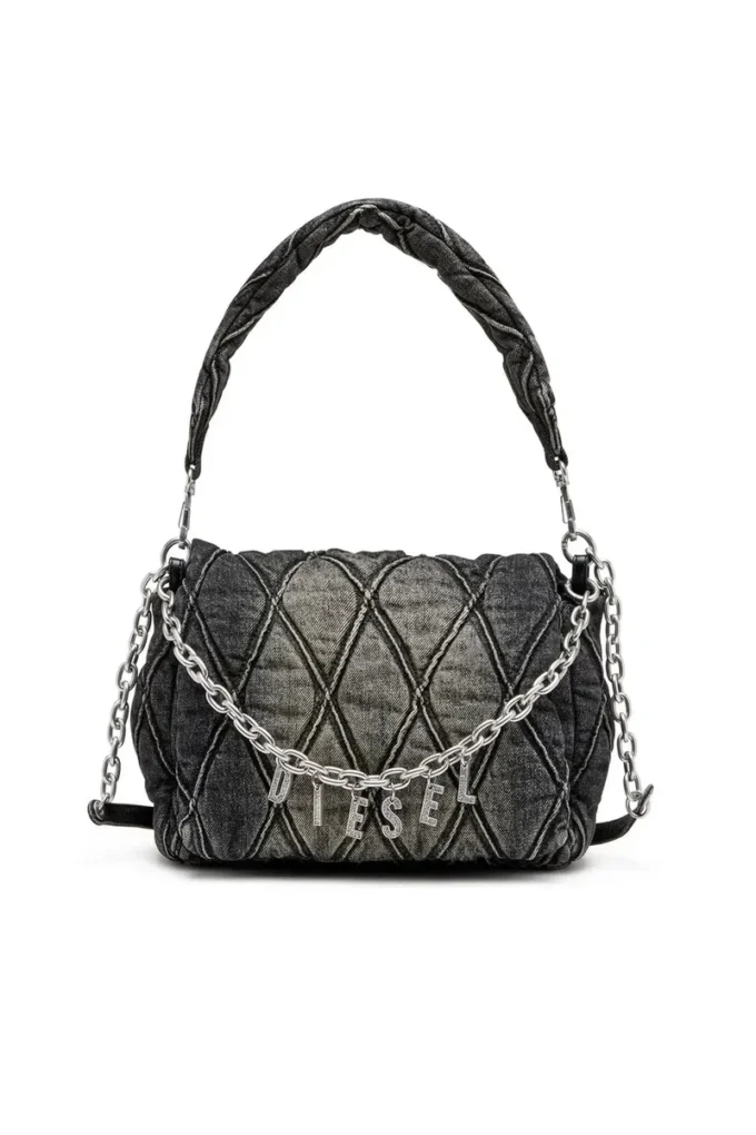 charm-d shoulder m Borsa a tracolla Charm-D M in denim trapuntato charm-d shoulder m Borsa a tracolla Charm-D M in denim trapuntato