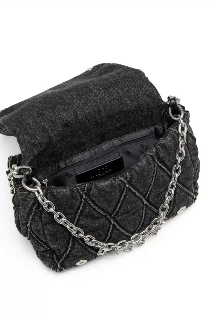 charm-d shoulder m Borsa a tracolla Charm-D M in denim trapuntato charm-d shoulder m Borsa a tracolla Charm-D M in denim trapuntato