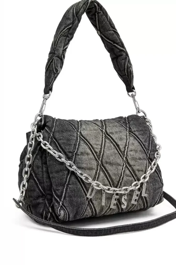 charm-d shoulder m Borsa a tracolla Charm-D M in denim trapuntato charm-d shoulder m Borsa a tracolla Charm-D M in denim trapuntato