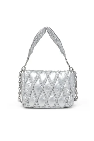 charm-d shoulder m Borsa a tracolla Charm-D M in nylon metallizzato trapuntato