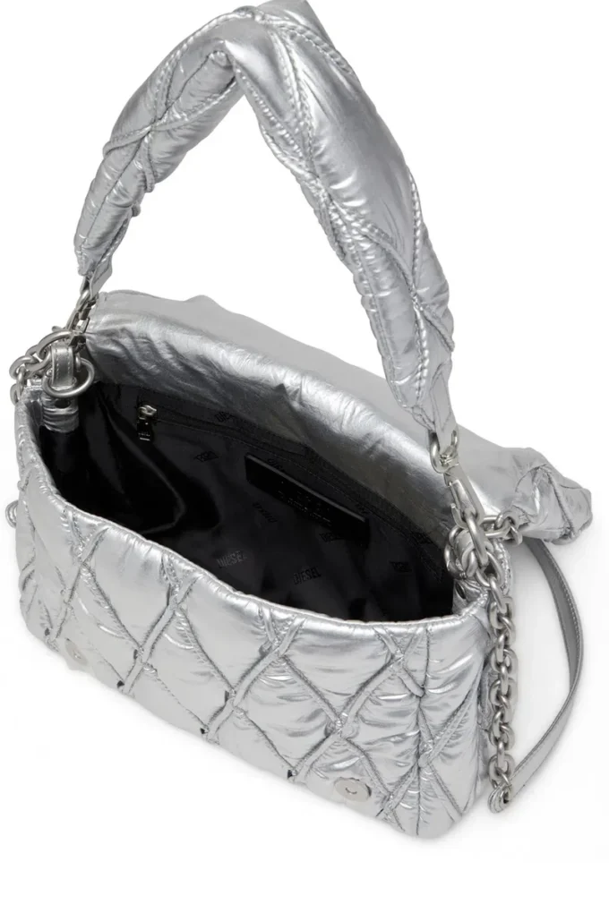 charm-d shoulder m Borsa a tracolla Charm-D M in nylon metallizzato trapuntato charm-d shoulder m Borsa a tracolla Charm-D M in nylon metallizzato trapuntato