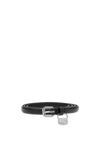 Cintura sottile in pelle da 1,4 cm con charm a forma di borsa 1DR