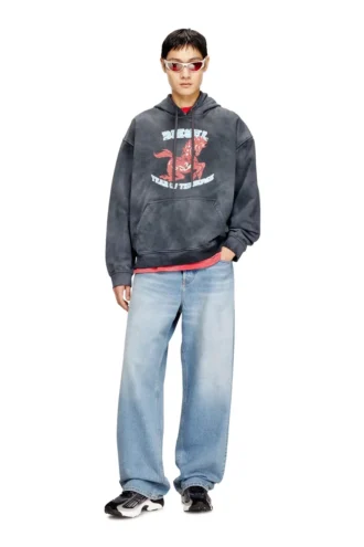 cl-s-boxt-hood-horse Felpa con cappuccio tie-dye con stampa grafica cavallo