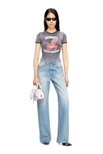 cl-t-uncutie-horse T-shirt in cotone elasticizzato con stampa grafica di cavallo